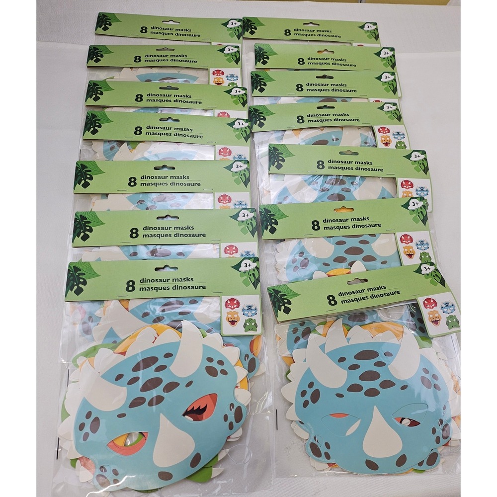 Greenbrier Dinosaur Masks Bulk 14 Packs of 8 Party Favors 112 Total T-Rex 360194